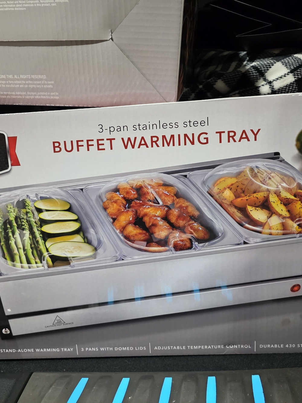 3-Pan Stainless Steel Buffet Warming Tray - Silver New Unopened